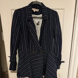 Free People Dark Blue Striped Blazer